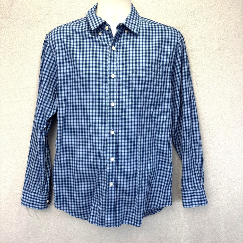 Nat Nast Blue Check Button Up Shirt Mens Medium Long Sleeve Cotton Preppy Office